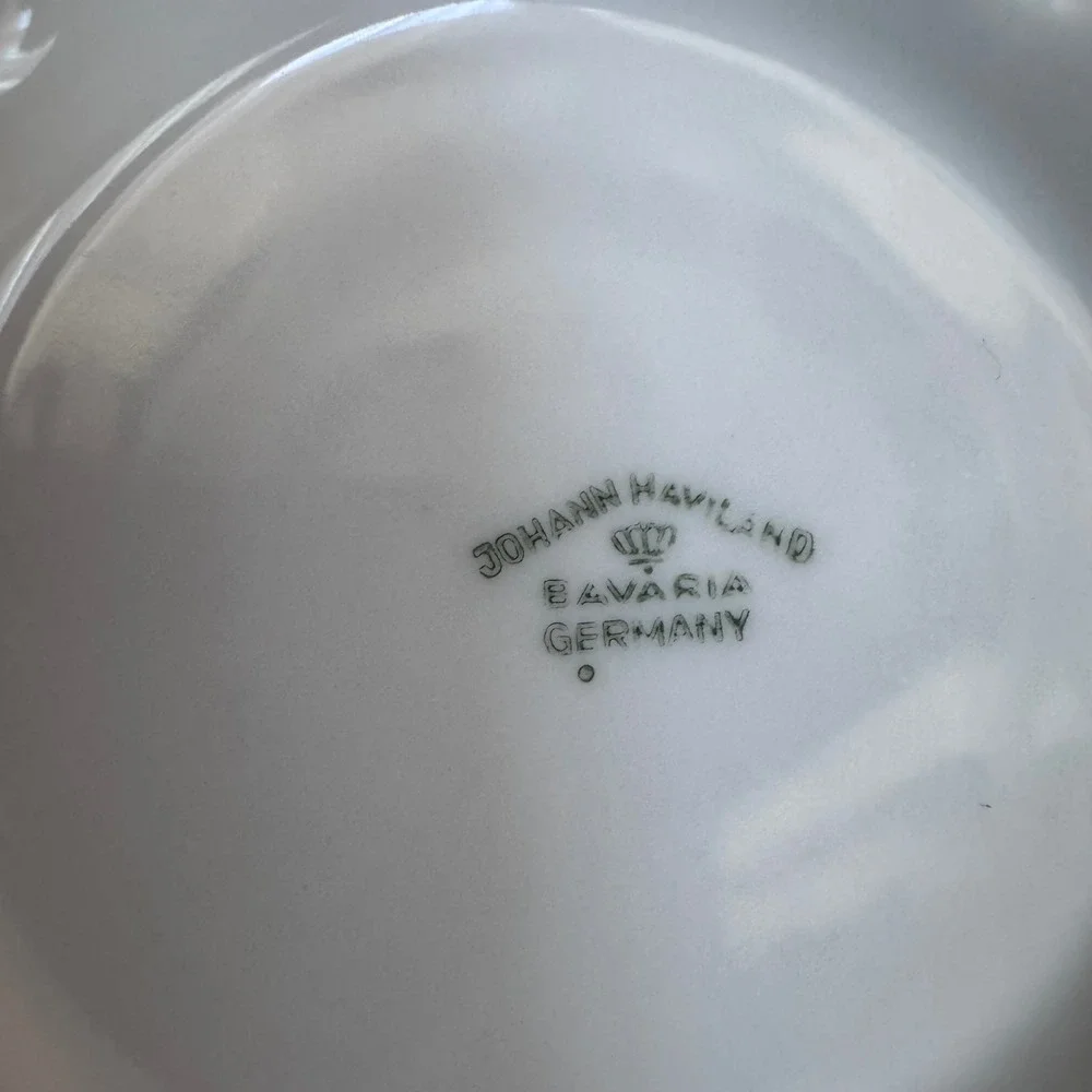 Johann Haviland Blue Garland Sugar Bowl with Lid Bavaria Germany Platinum Trim